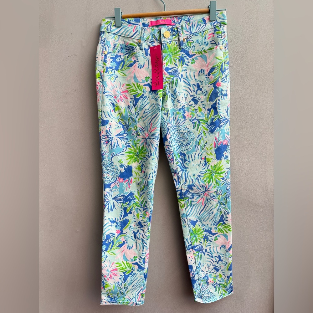 *New* Lilly Pulitzer South Ocean Pant in Coastal Blue Lion Around, Size 4